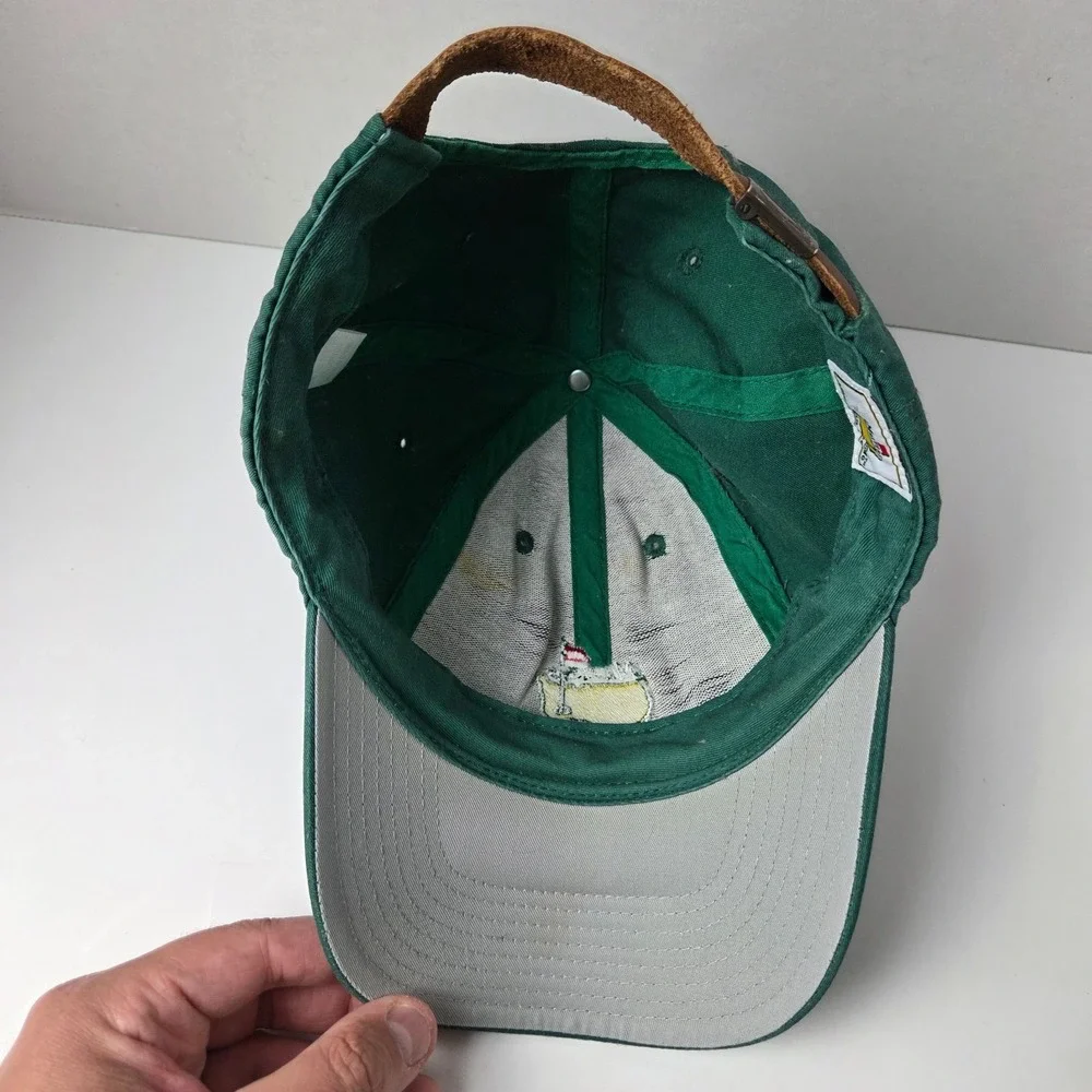 Masters American Needle Hat Cap Leather Strap Back Green Flag Tour Augusta Golf